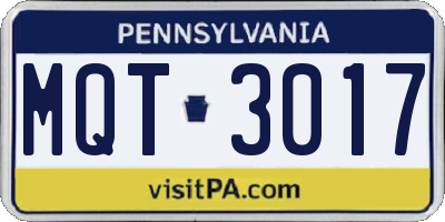 PA license plate MQT3017