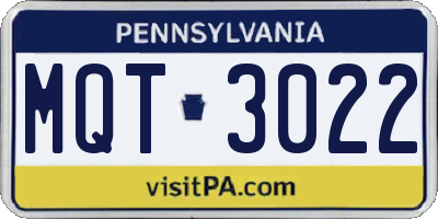 PA license plate MQT3022