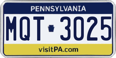 PA license plate MQT3025