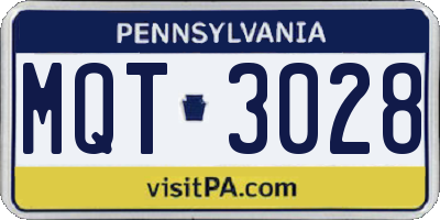 PA license plate MQT3028