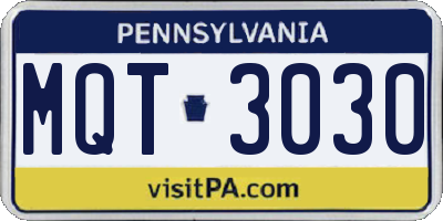 PA license plate MQT3030