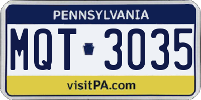 PA license plate MQT3035