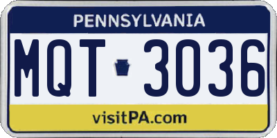 PA license plate MQT3036