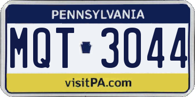 PA license plate MQT3044