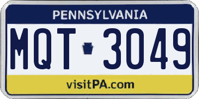 PA license plate MQT3049