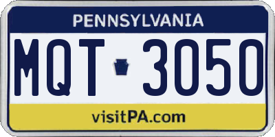 PA license plate MQT3050