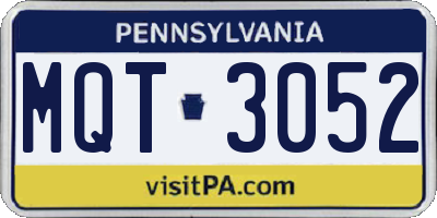 PA license plate MQT3052