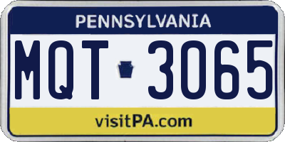 PA license plate MQT3065