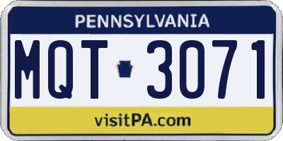 PA license plate MQT3071