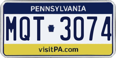 PA license plate MQT3074
