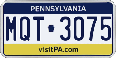 PA license plate MQT3075