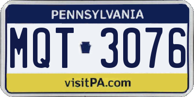 PA license plate MQT3076