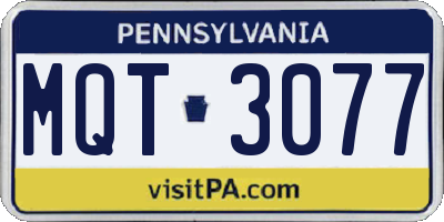 PA license plate MQT3077