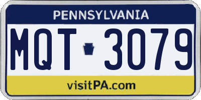 PA license plate MQT3079
