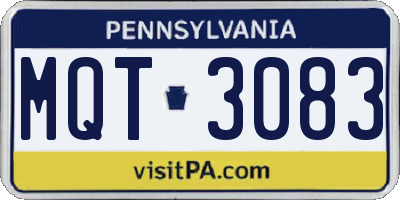 PA license plate MQT3083