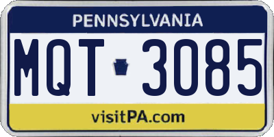 PA license plate MQT3085