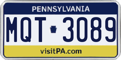 PA license plate MQT3089