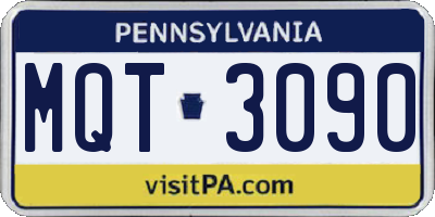 PA license plate MQT3090