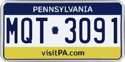 PA license plate MQT3091