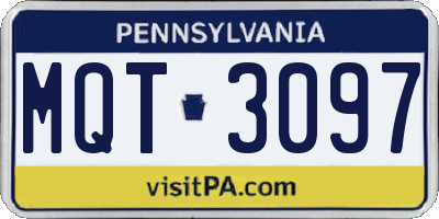 PA license plate MQT3097
