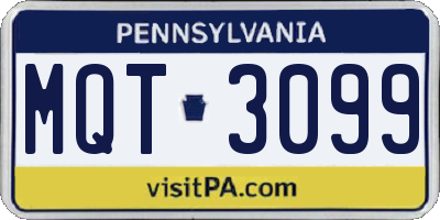 PA license plate MQT3099