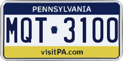 PA license plate MQT3100