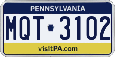 PA license plate MQT3102
