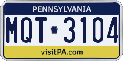 PA license plate MQT3104