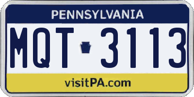 PA license plate MQT3113