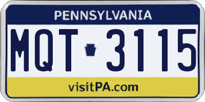 PA license plate MQT3115