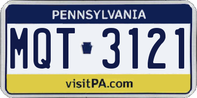 PA license plate MQT3121