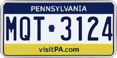 PA license plate MQT3124
