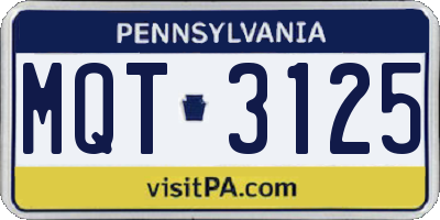 PA license plate MQT3125