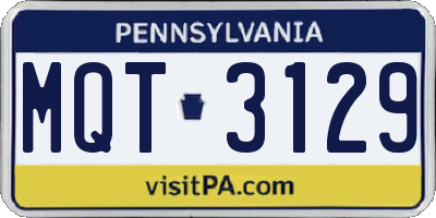 PA license plate MQT3129