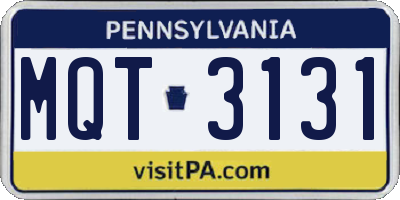 PA license plate MQT3131