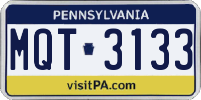 PA license plate MQT3133