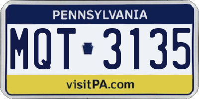 PA license plate MQT3135