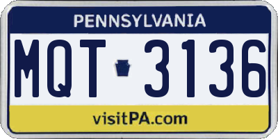 PA license plate MQT3136