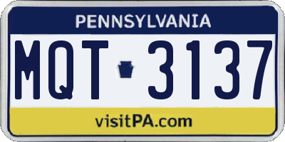 PA license plate MQT3137