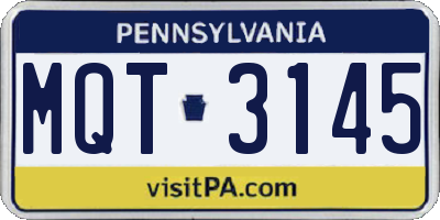PA license plate MQT3145