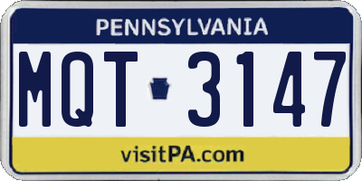 PA license plate MQT3147