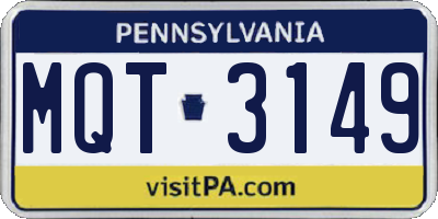 PA license plate MQT3149