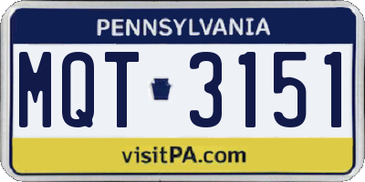 PA license plate MQT3151