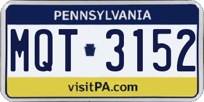 PA license plate MQT3152