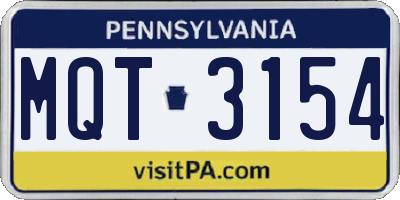 PA license plate MQT3154