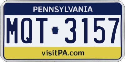 PA license plate MQT3157