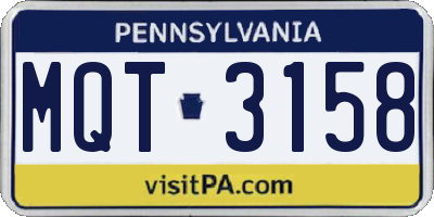 PA license plate MQT3158