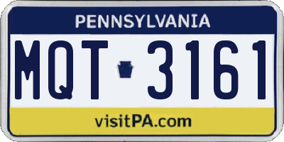 PA license plate MQT3161