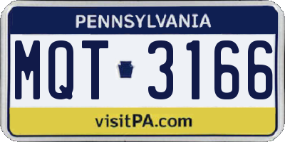 PA license plate MQT3166