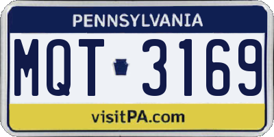 PA license plate MQT3169